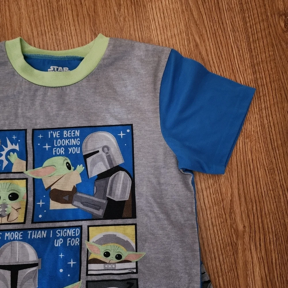 Star Wars Mandalorian blue and gray short sleeve pajama set Size L